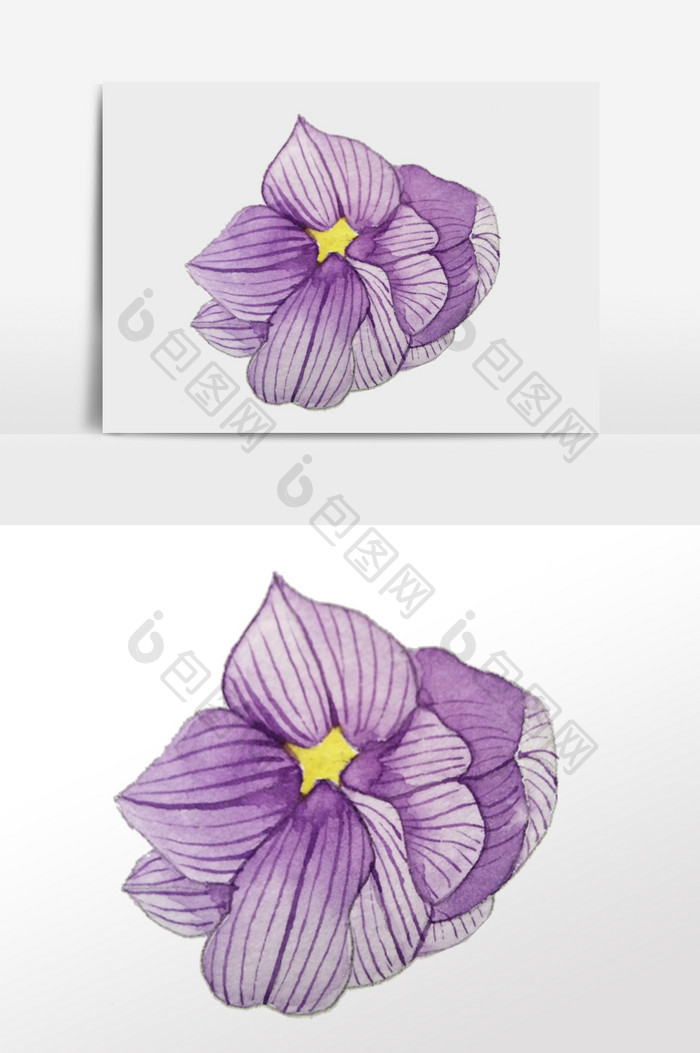 紫色简约手绘水彩花朵元素
