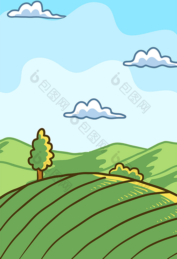 大草原插画图片