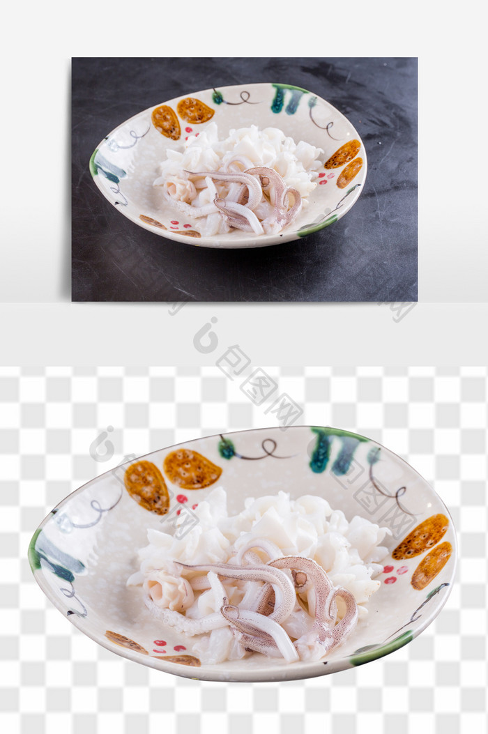鱿鱼凉拌日式料理元素