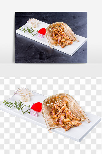 鱿鱼日式料理元素图片