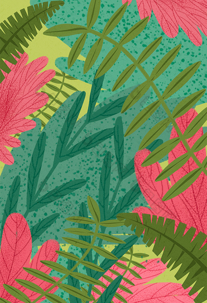 水彩手绘植物叶子背景