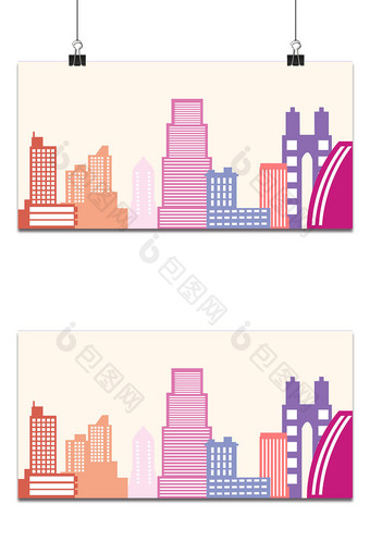 彩色扁平化都市风建筑群背景图片