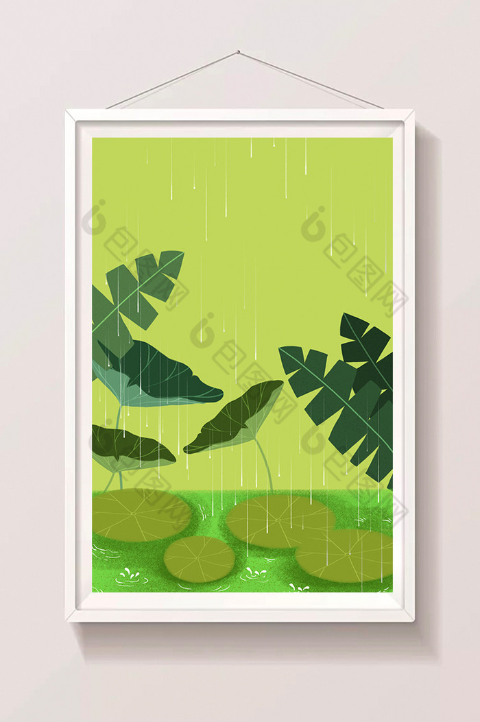 雨水下雨节气插画图片
