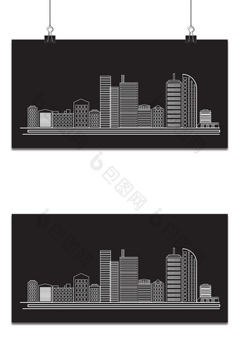 扁平化黑白建筑群背景图片
