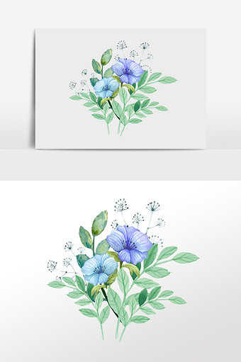 水彩清新植物花卉叶子插画元素图片