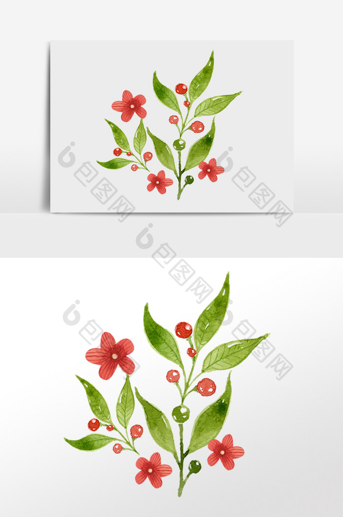 小清新文艺手绘植物花朵叶子插画元素