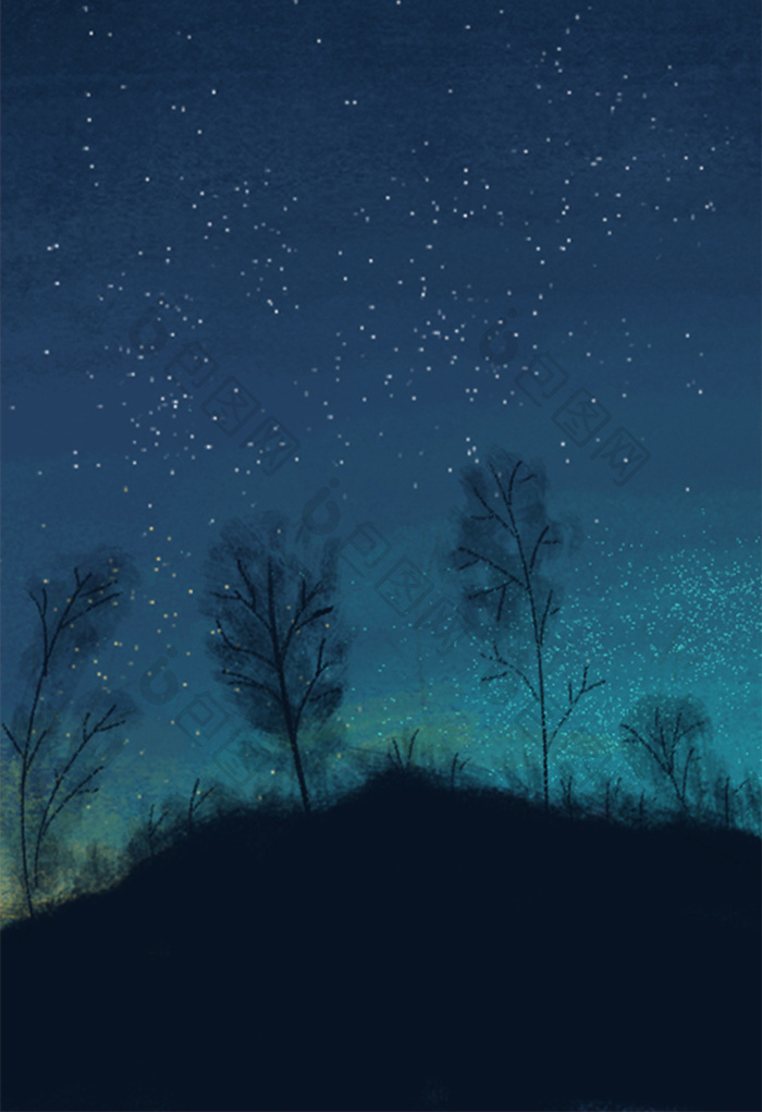 星空大气  手绘插画 夜空图片 地球星空 时尚星空 星空插画 夜晚背景