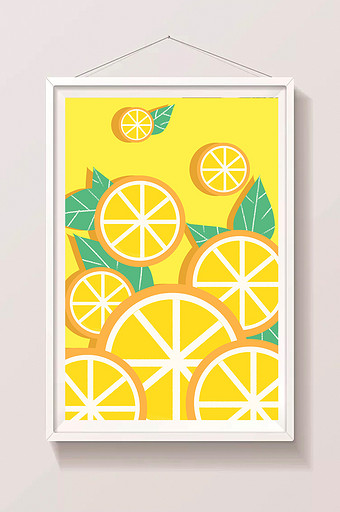 黄色扁平化柠檬元素背景插画图片