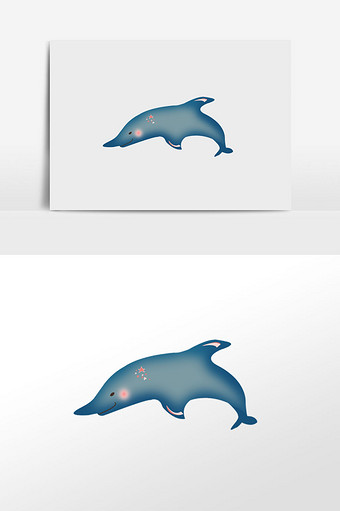 手绘插画元素海豚图片