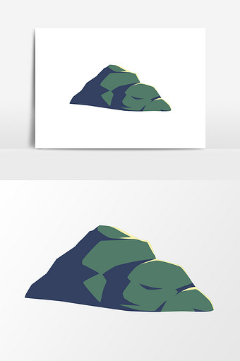 扁平卡通墨绿色石头背景元素图片