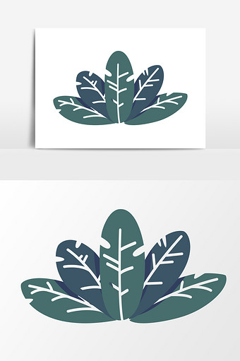 墨绿色热带阔叶植物扁平化插画背景元素图片