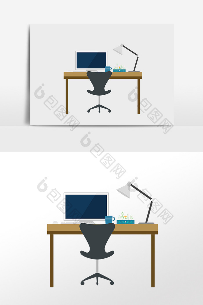 扁平化办公室商务科技插画元素