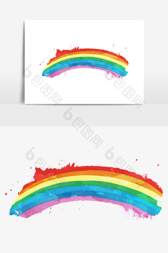可爱简约水彩彩虹彩带矢量元素图片