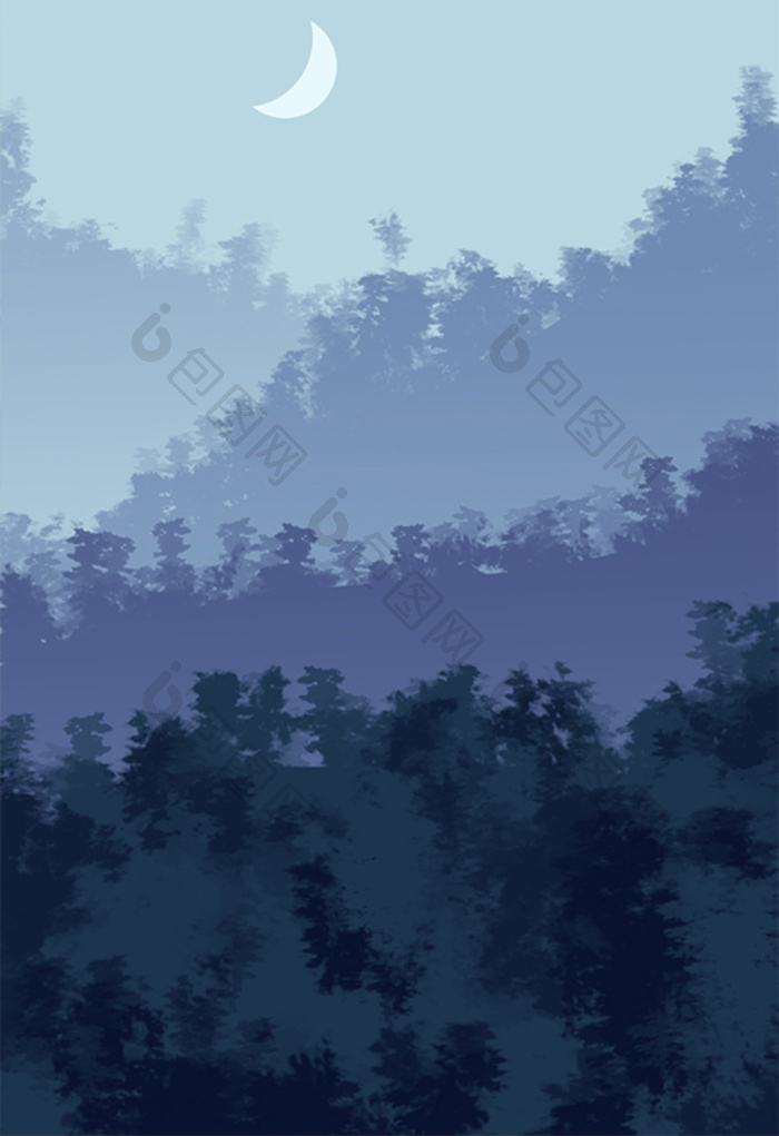 夜晚森林插画图片-包图网