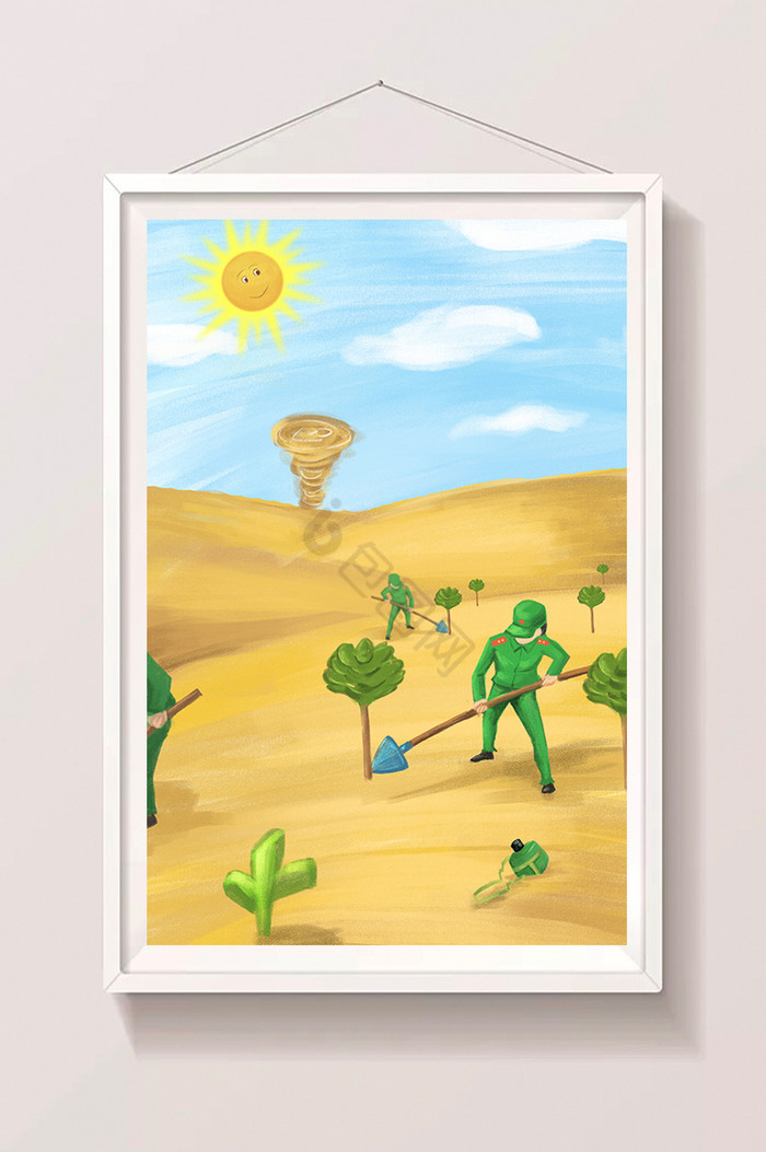 世界防治沙漠化日插画图片