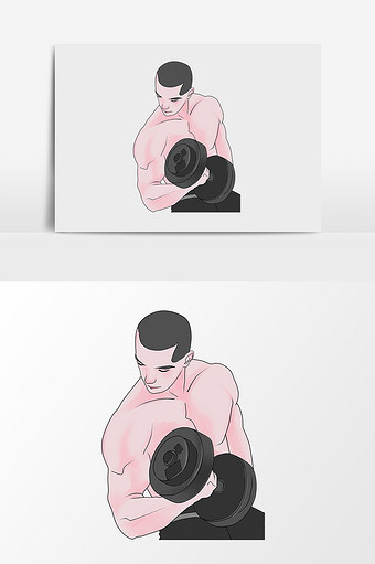水彩手绘健身肌肉男人图片