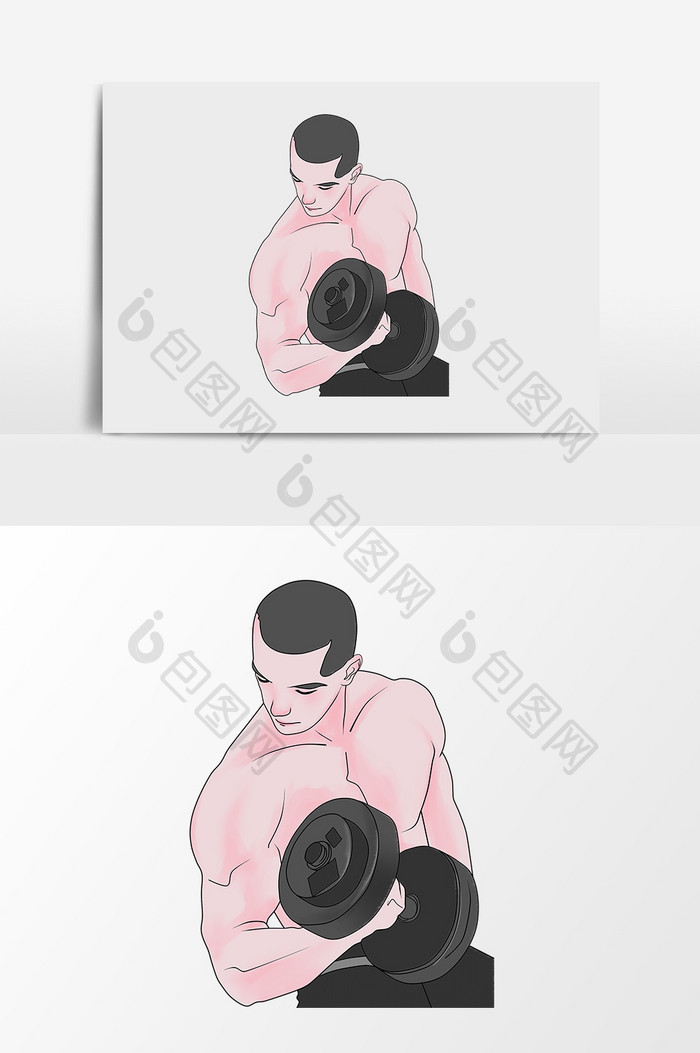 水彩手绘健身肌肉男人