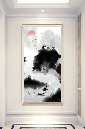 中国风水墨风景玄关装饰画图片
