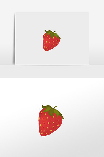 清新夏日小草莓插画元素图片