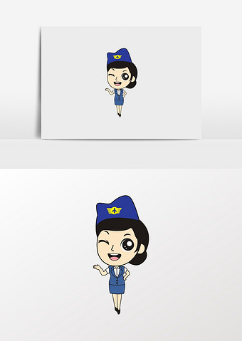 卡通空姐空乘人员形像图片