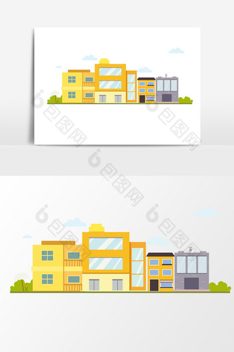 房子黄色的小区房子元素图片
