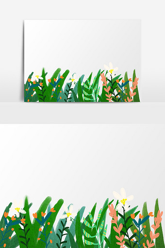 绿色花草叶子插画元素素材图片