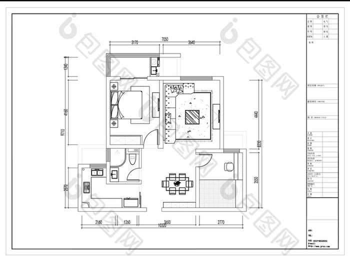 两室一厅CAD户型图方案