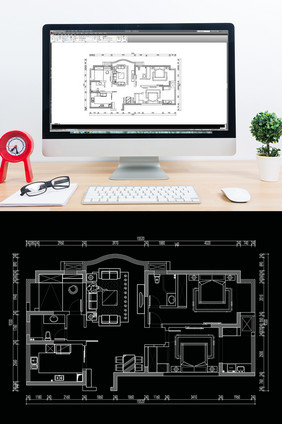 三室两厅户型图CAD方案