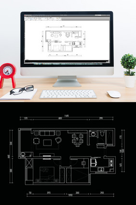 两室一厅CAD平面户型图方案