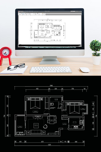 CAD两室一厅户型图方案图片