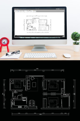 三室两厅CAD户型图方案