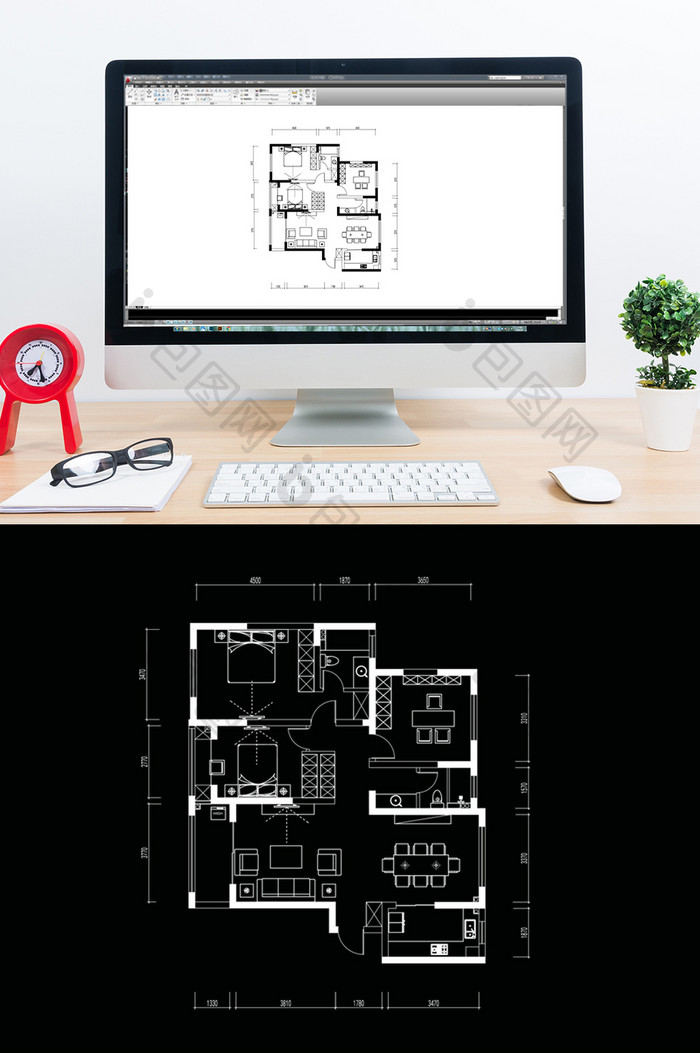 三室两厅户型平面方案CAD