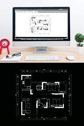 两室一厅CAD平面布局方案