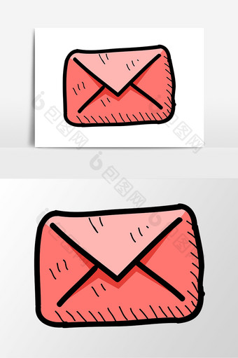 卡通手绘粉色邮件图标素材元素图片