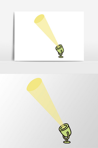 卡通矢量手绘灯光探照元素图片下载