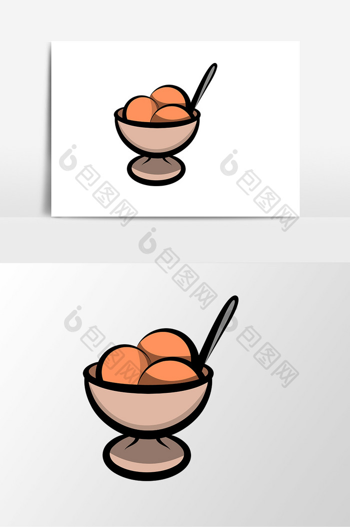 卡通手绘食物冰淇淋球素材元素