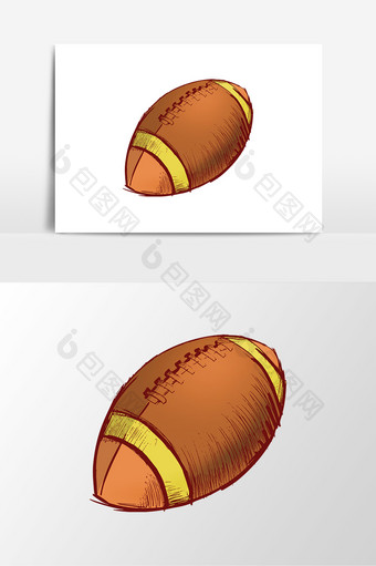 卡通手绘运动项目橄榄球素材元素图片