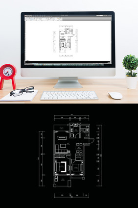 高层户型两室一厅居室CAD