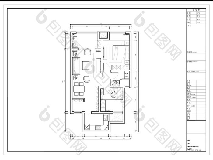 高层两室一厅居室CAD平面图
