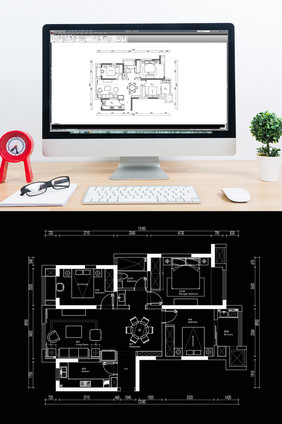 三室两厅户型CAD定制平面