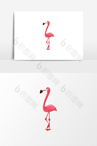 手绘粉色丹顶鹤动物元素图片