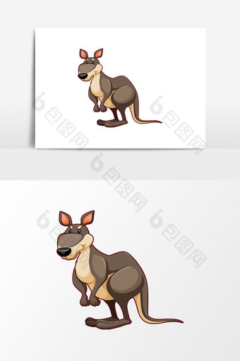 卡通矢量动物袋鼠素材元素图片