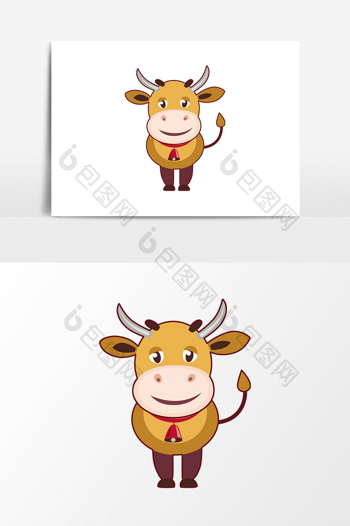 卡通动物站立微笑小牛 Psd素材 包图网