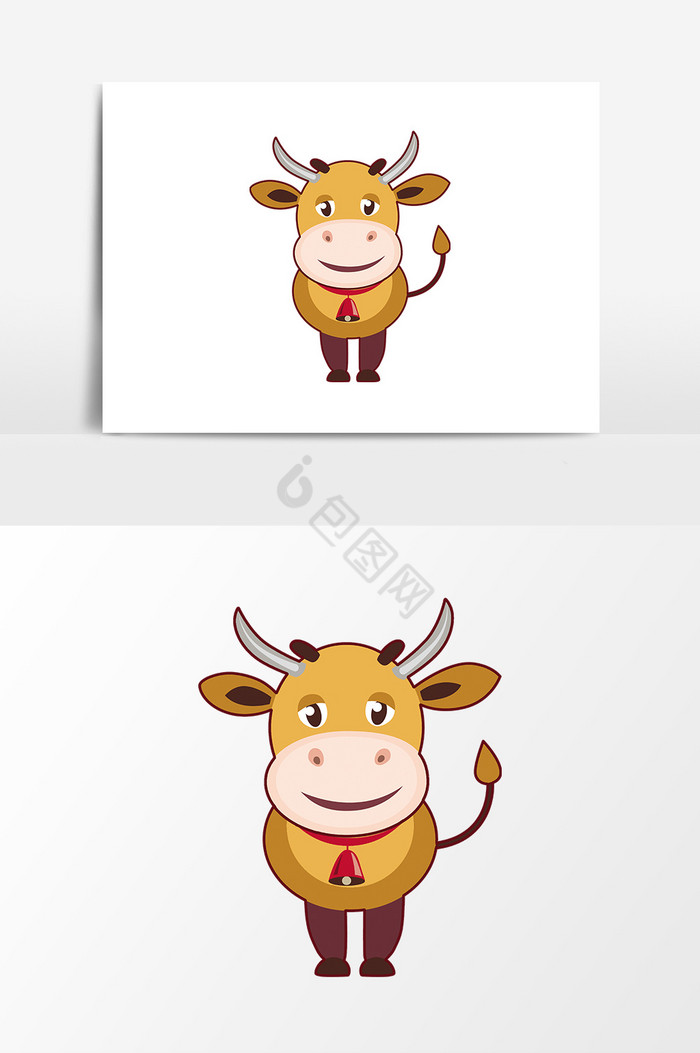 动物站立微笑小牛图片
