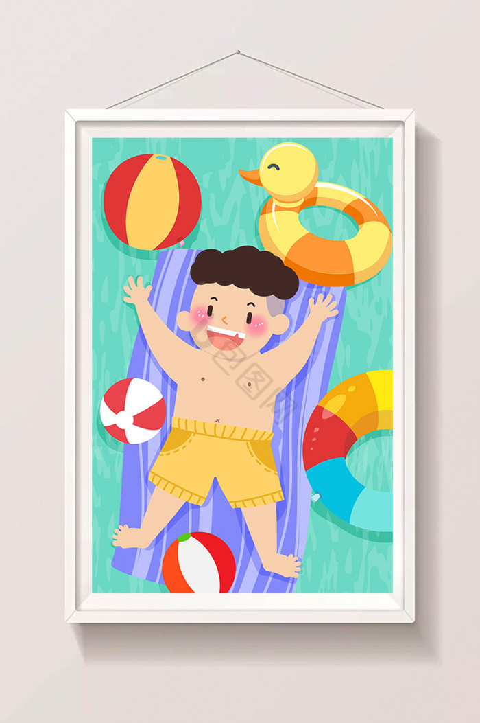 夏至泳池漂浮插画图片