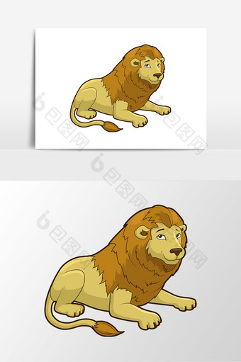 卡通矢量凶猛动物狮子素材元素图片