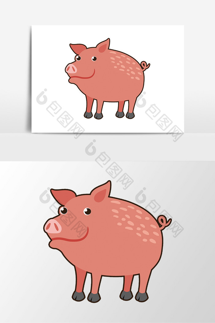 卡通粉色可爱动物小猪素材元素
