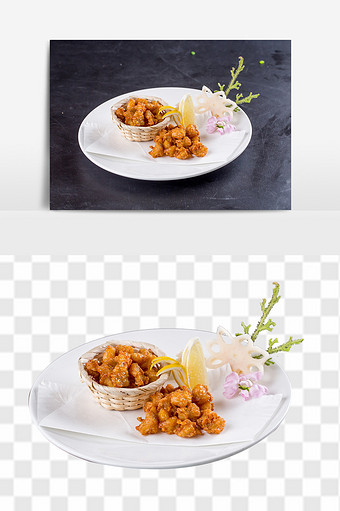 日式鸡米花料理元素图片