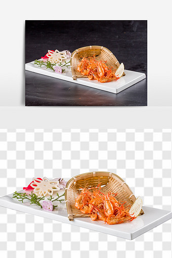 日式白灼虾料理元素图片