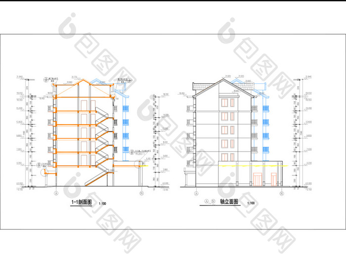 六层小区住宅楼建筑CAD施工图